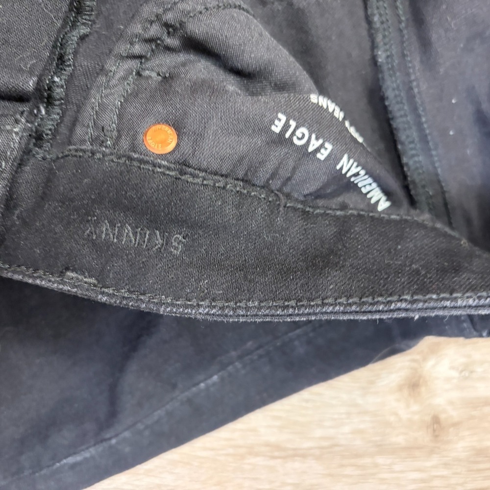 American Eagle Airflex+ Skinny Jeans Mens 34x32 Black Denim Punk Rock Dark - Picture 3 of 8